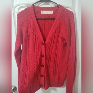 ⚡️ZaraKnit Chunky Knit Red Cardigan Size Medium